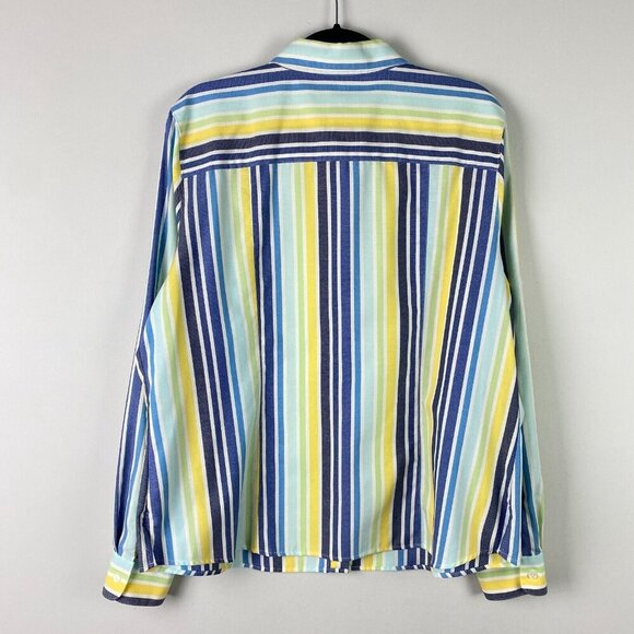 Foxcroft Wrinkle Free Fitted Button Shirt Size 18 Multicolor Stripe - Picture 6 of 10